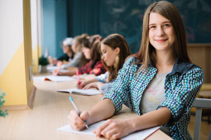 A girl who is confidently answering test questions