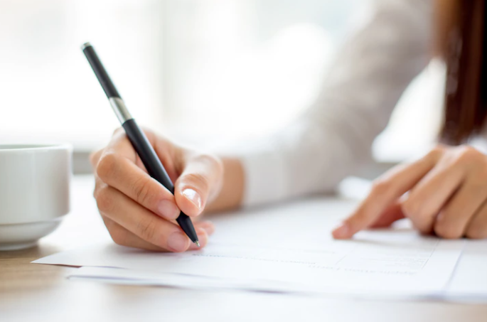 A girl taking an IELTS exam