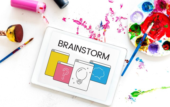 A paper on which a brainstorm is painted