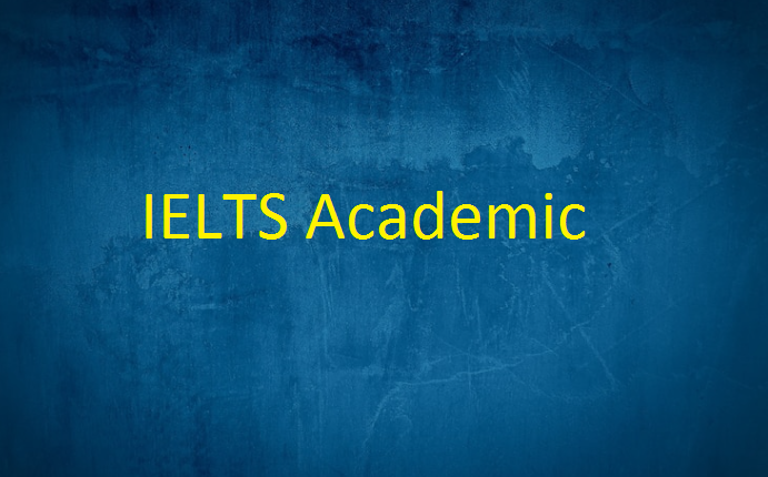 A blue paper with the word IELTS Academic written on it.