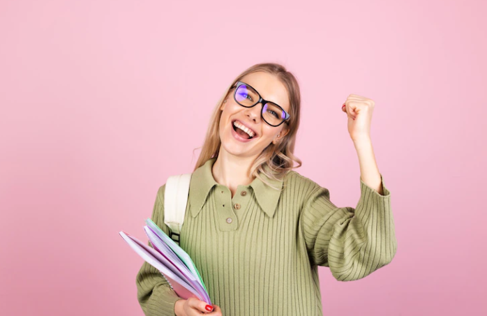 A girl who is happy with her success